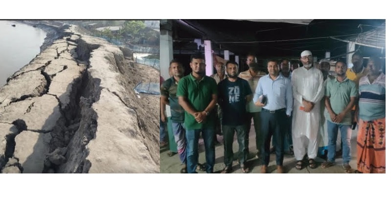 সাতক্ষীরার আশাশুনিতে গোয়ালডাঙ্গা বাজার সংলগ্ন বেড়িবাঁধে ফের ভয়াবহ ভাঙন